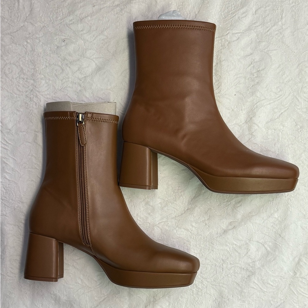 Edgy Truffle Collection Brown Leather Ankle Boots, Sz 10.5!